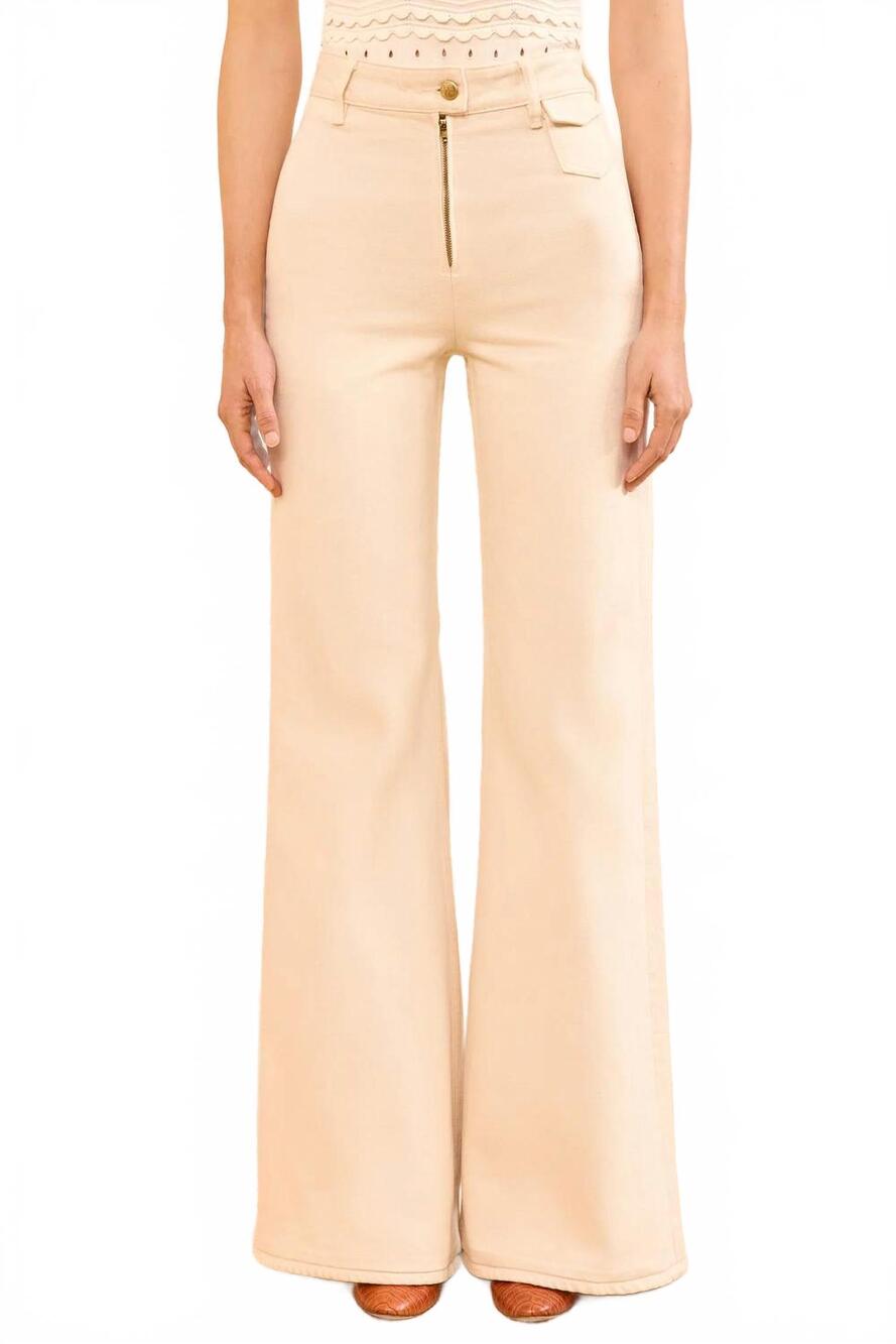 NEW ULLA JOHNSON odelia high rise wide flare jeans in cowrie